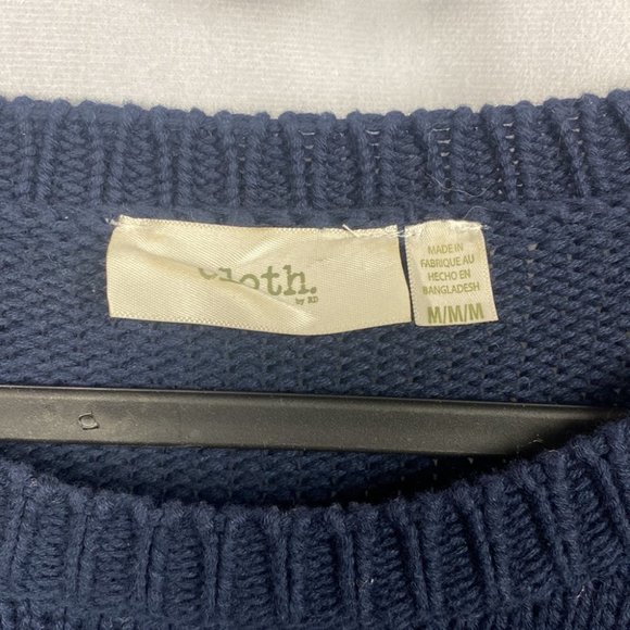Anthropologie Cloth by RD Style Floral Embroidery Navy Blue Sweater - Size M - Picture 3 of 10